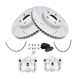 TRQ® - Performance Ceramic Front Brake Kit with Calipers and Hoses