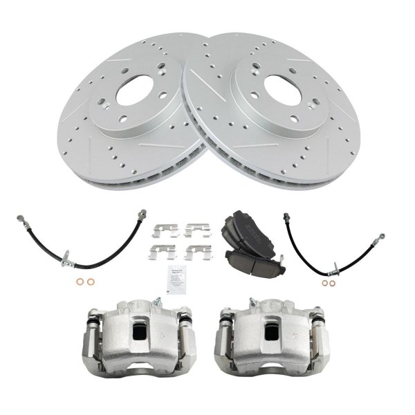 TRQ® - Performance Ceramic Front Brake Kit with Calipers and Hoses