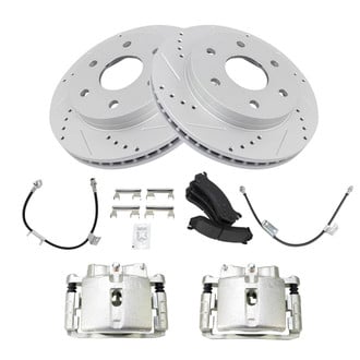 TRQ® - Performance Ceramic Front Brake Kit with Calipers and Hoses