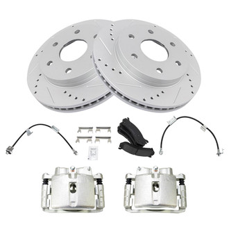 TRQ® - Performance Ceramic Front Brake Kit with Calipers and Hoses