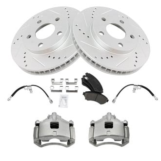 TRQ® - Performance Ceramic Front Brake Kit with Calipers and Hoses