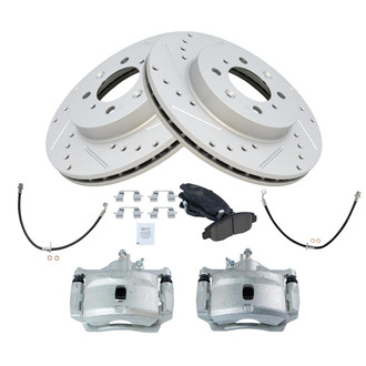 TRQ® - Performance Ceramic Front Brake Kit with Calipers and Hoses