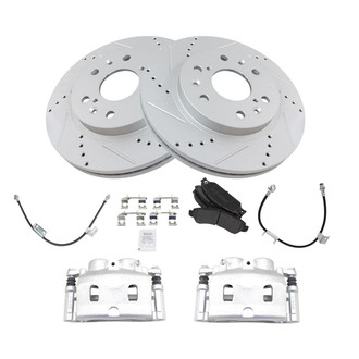 TRQ® - Performance Semi-Metallic Front Brake Kit with Calipers and Hoses