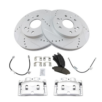 TRQ® - Performance Ceramic Front Brake Kit with Calipers and Hoses