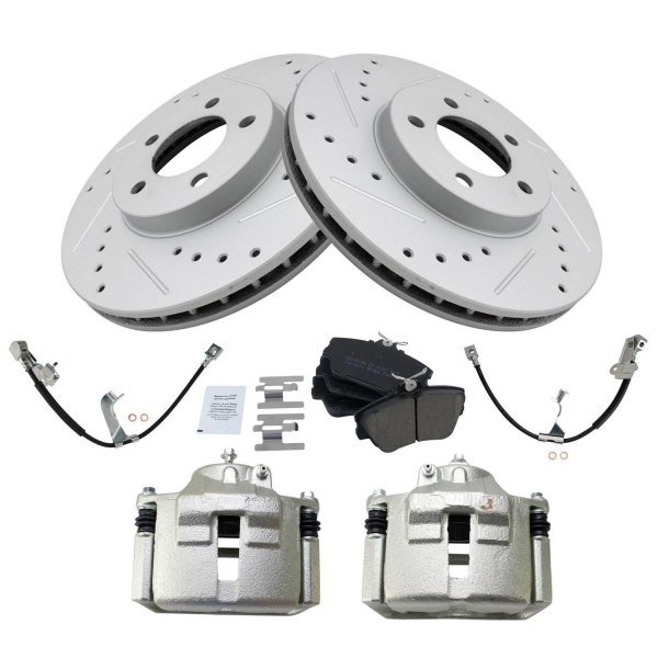 TRQ® - Performance Ceramic Brake Kit with Calipers and Hoses