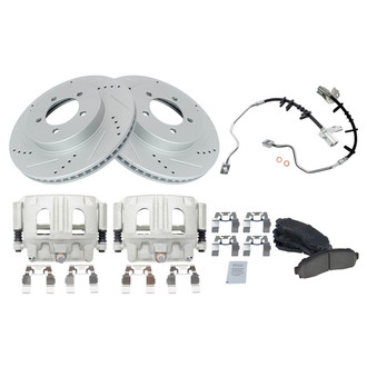 TRQ® - Performance Ceramic Front Brake Kit with Calipers and Hoses
