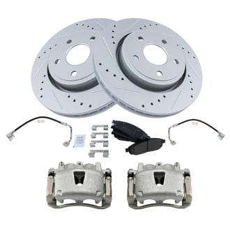 TRQ® - Performance Semi-Metallic Brake Kit with Calipers and Hoses