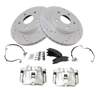 TRQ® - Performance Ceramic Front Brake Kit with Calipers and Hoses