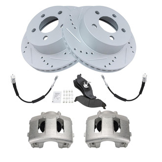 TRQ® - Performance Semi-Metallic Front Brake Kit with Calipers and Hoses