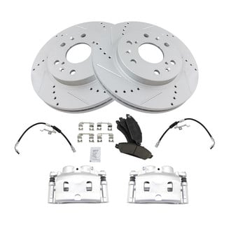 TRQ® - Performance Ceramic Front Brake Kit with Calipers and Hoses