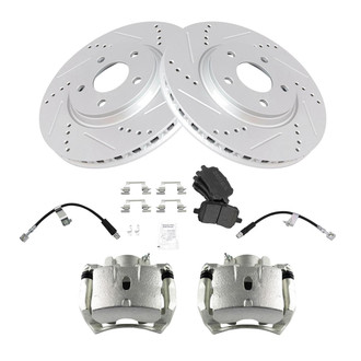 TRQ® - Performance Semi-Metallic Brake Kit with Calipers and Hoses