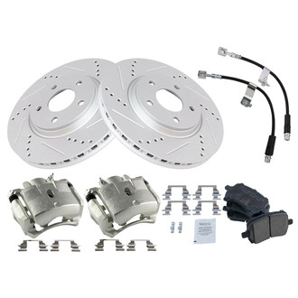 TRQ® - Performance Ceramic Front Brake Kit with Calipers and Hoses