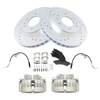 TRQ® - Performance Semi-Metallic Brake Kit with Calipers and Hoses