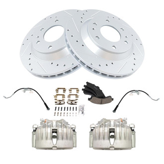 TRQ® - Performance Ceramic Brake Kit with Calipers and Hoses