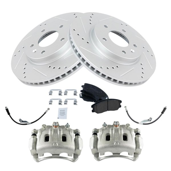 TRQ® - Performance Ceramic Front Brake Kit with Calipers and Hoses