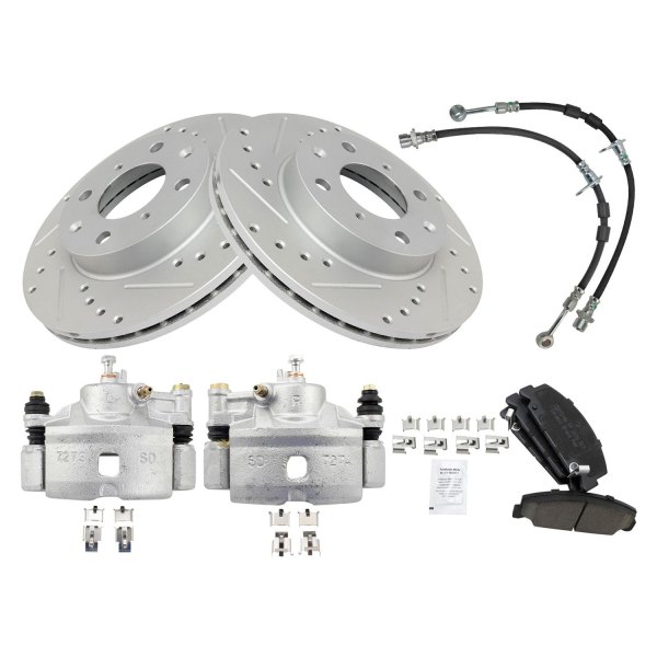 TRQ® - Performance Ceramic Front Brake Kit with Calipers and Hoses