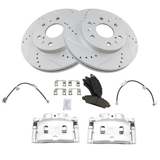 TRQ® - Performance Ceramic Front Brake Kit with Calipers and Hoses