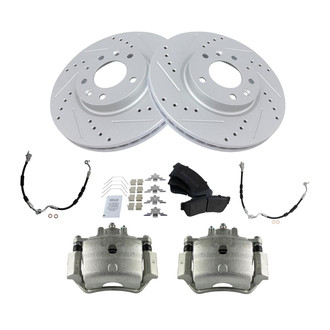 TRQ® - Performance Semi-Metallic Brake Kit with Calipers and Hoses