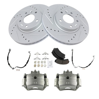 TRQ® - Performance Ceramic Front Brake Kit with Calipers and Hoses