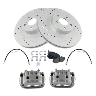 TRQ® - Performance Semi-Metallic Brake Kit with Calipers and Hoses