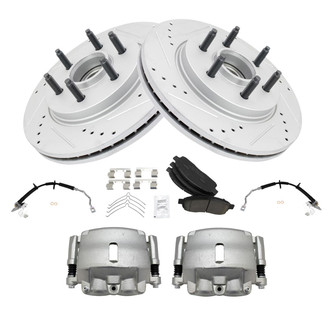 TRQ® - Performance Ceramic Front Brake Kit with Calipers and Hoses