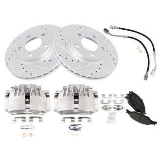 TRQ® - Performance Ceramic Front Brake Kit with Calipers and Hoses