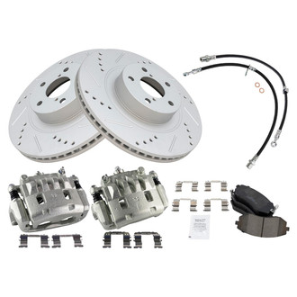 TRQ® - Performance Ceramic Front Brake Kit with Calipers and Hoses