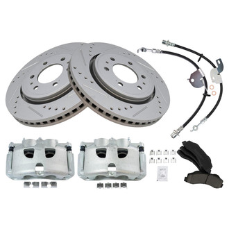 TRQ® - Performance Ceramic Front Brake Kit with Calipers and Hoses