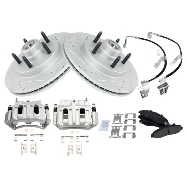 TRQ® - Performance Ceramic Front Brake Kit with Calipers and Hoses