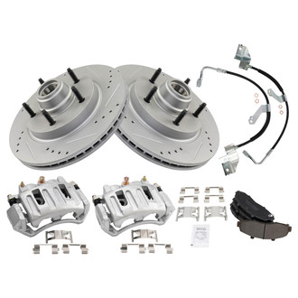 TRQ® - Performance Semi-Metallic Front Brake Kit with Calipers and Hoses