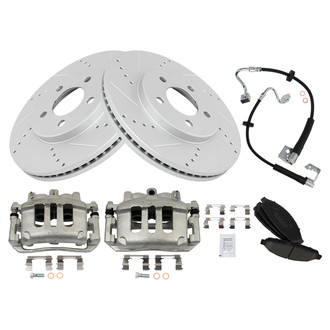 TRQ® - Performance Ceramic Front Brake Kit with Calipers and Hoses