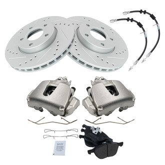 TRQ® - Performance Semi-Metallic Brake Kit with Calipers and Hoses