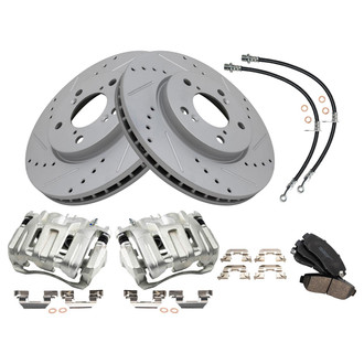 TRQ® - Performance Ceramic Front Brake Kit with Calipers and Hoses