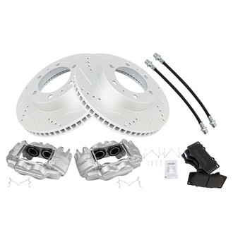 TRQ® - Performance Semi-Metallic Brake Kit with Calipers and Hoses