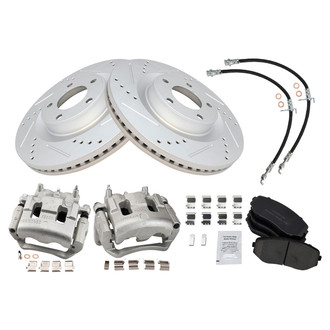 TRQ® - Performance Ceramic Brake Kit with Calipers and Hoses
