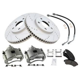 TRQ® - Performance Ceramic Brake Kit with Calipers and Hoses