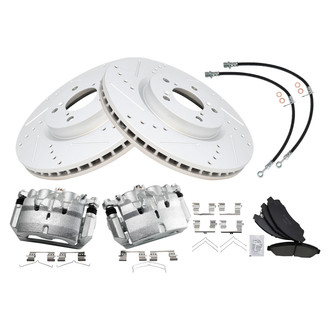 TRQ® - Performance Ceramic Front Brake Kit with Calipers and Hoses