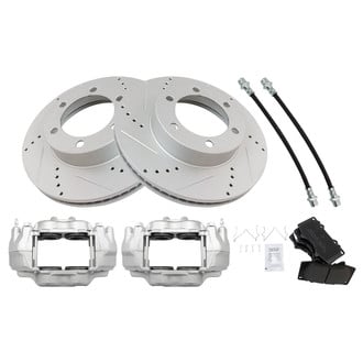 TRQ® - Performance Semi-Metallic Brake Kit with Calipers and Hoses