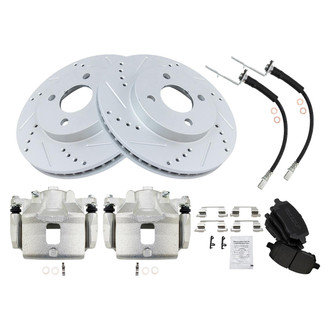 TRQ® - Performance Ceramic Front Brake Kit with Calipers and Hoses