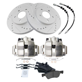 TRQ® - Performance Ceramic Front Brake Kit with Calipers and Hoses
