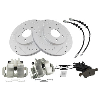 TRQ® - Performance Semi-Metallic Brake Kit with Calipers and Hoses
