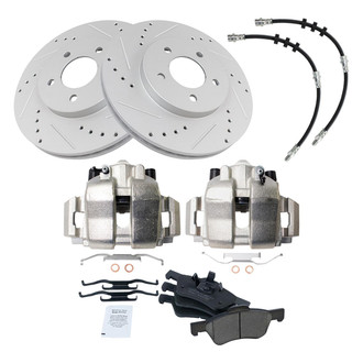 TRQ® - Performance Ceramic Front Brake Kit with Calipers and Hoses