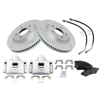 TRQ® - Performance Ceramic Front Brake Kit with Calipers and Hoses