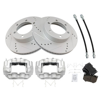 TRQ® - Performance Ceramic Front Brake Kit with Calipers and Hoses
