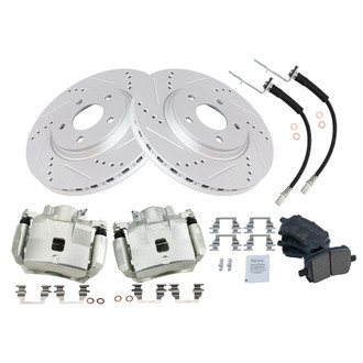 TRQ® - Performance Ceramic Front Brake Kit with Calipers and Hoses
