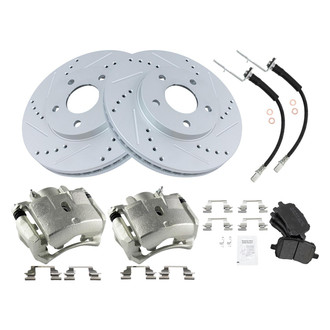 TRQ® - Performance Ceramic Front Brake Kit with Calipers and Hoses