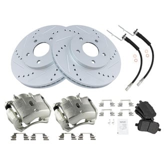 TRQ® - Performance Semi-Metallic Front Brake Kit with Calipers and Hoses