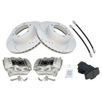 TRQ® - Performance Semi-Metallic Front Brake Kit with Calipers and Hoses