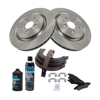 TRQ® - Rear Disc Brake Kit with Ceramic Pads and Shoes
