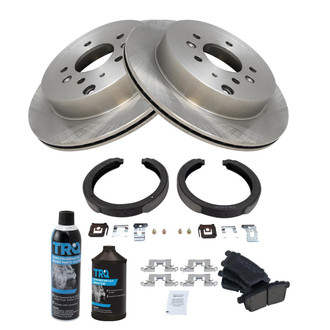 TRQ® - Rear Disc Brake Kit with Ceramic Pads and Shoes